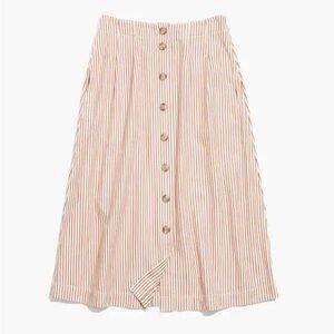 Madewell Patio Button-Front Midi Skirt in Clay Stripe size 22